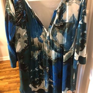 Tropical print 3/4 sleeve tunic